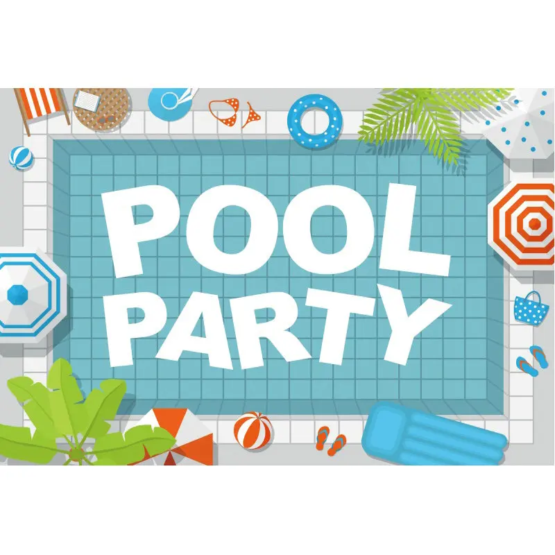 

Cartoon Pool Party Backdrop Photography Background Photo Booth Studio Decor