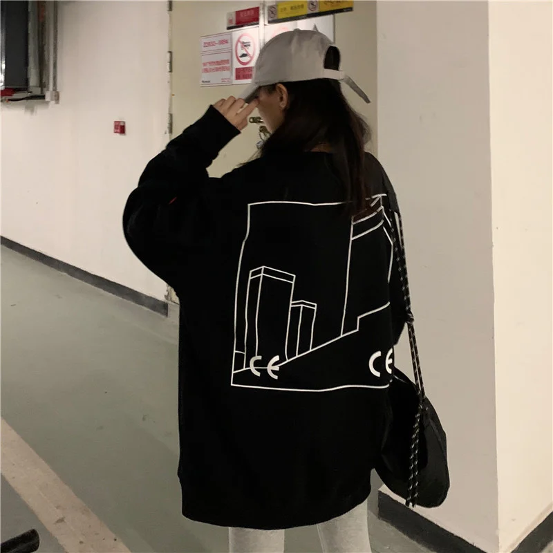 

Real Shot 2021 Harajuku Style Autumn Night View Starry Sky Pattern