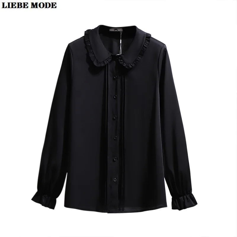 

Блузка женская шифоновая, черная, белая, с длинным рукавом, большие размеры, 6XL