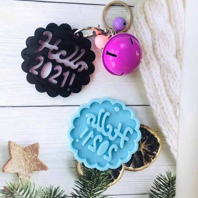 

2021 Blessing Keychain Mold Set of 4 Resin Pendant Molds Silicone Mould for DIY Epoxy Resin Ornament