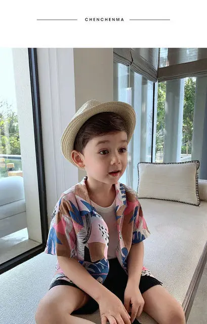 

Boys summer casual cotton shirt kids cotton casual shorts sleeve blouse children summer t-shirts clothes P5036
