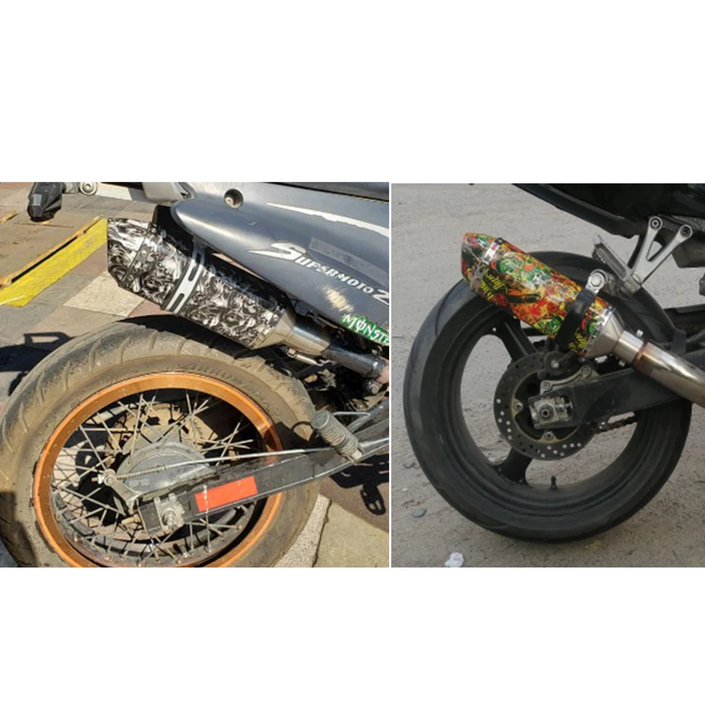 

ZS MOTOS Motorcycle Graffiti Exhaust Universal For Ak Muffler Motorbike 51mm Inlet Exhaust For trk 502 ltz 400 DB Killer
