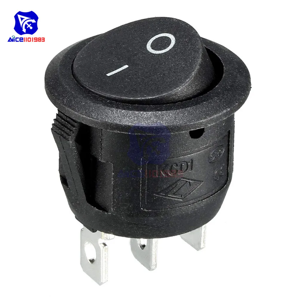 Diymore 5 шт./лот KCD1 AC 250 В/6A 125 В/10A 3 Pin I/O 2 положения оснастки в лодке круглый Кулисный