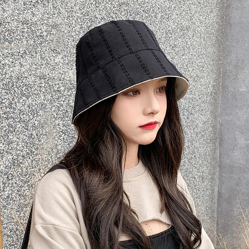 Bucket Hat Women's Cap 2021 Spring And Summer New Double-sided Cotton Fisherman Hat Women Casual Sunscreen Sun Hat Tide