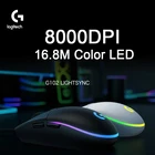 Игровая мышь Logitech G102 Lightsync, проводная оптическая компьютерная мышь RGB, 8000DPI, 16,8 м, цветная светодиодная подсветка, 6 кнопок, Мыши для ПК, ноутбука, Macbook