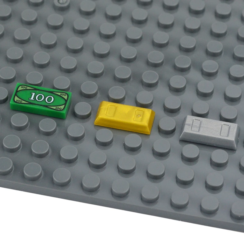 

100pcs Gold Money City Building Blocks Accessory Bullion Bill Friends bank Bar Silver Pirate Treasure Figure DIY Bricks Toys