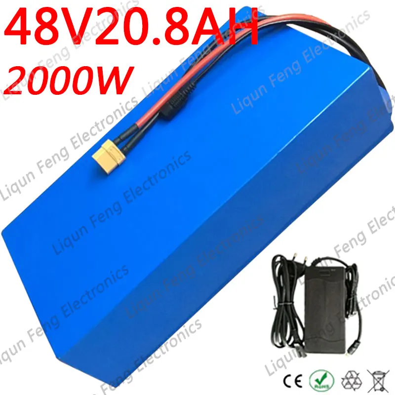 1000W 48V 20AH Электрический велосипед Батарея 48V 20AH, фара для электровелосипеда в Батарея 48V комплект литий-ионный батарей, украшенные узором 50A BMS и 54,6 V 5A зарядное устройство