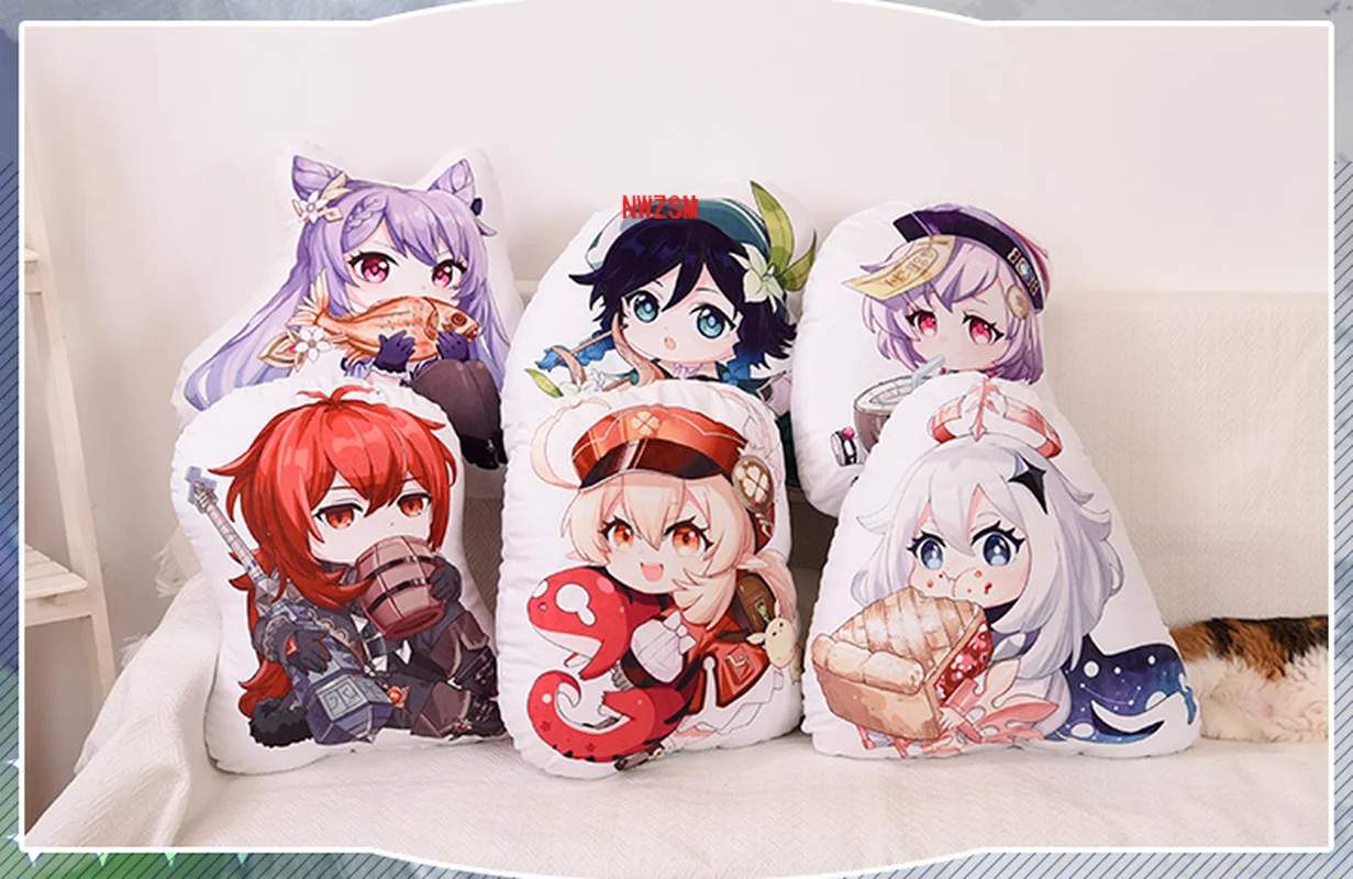 

Anime Genshin Impact Barbara Diluc Qiqi Short Plush Doll Pillow Game Mondstadt Cute Toys Cartoon Cushion Birthday Xmas Gifts