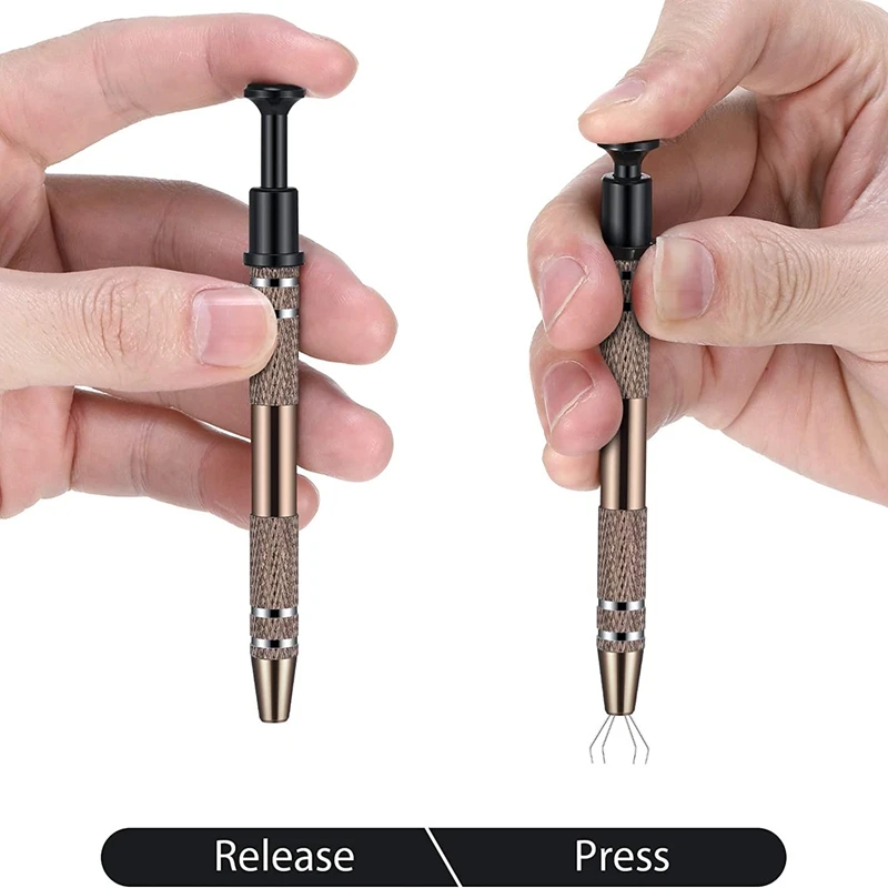 

HOT-4 PCS 4 Prongs Diamond Claw Tweezers Pick-Up Tool 4 Prongs Grabber IC Chip Metal Catcher Grabber Cotton Grabber