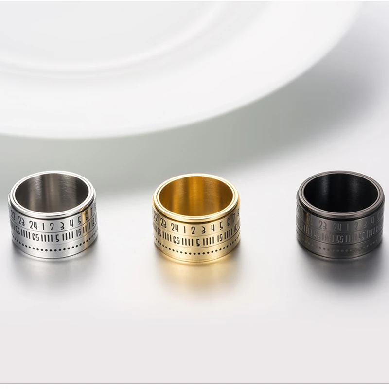 Кольцо мужское из титановой стали вращающееся цифровое кольцо в арабском стиле