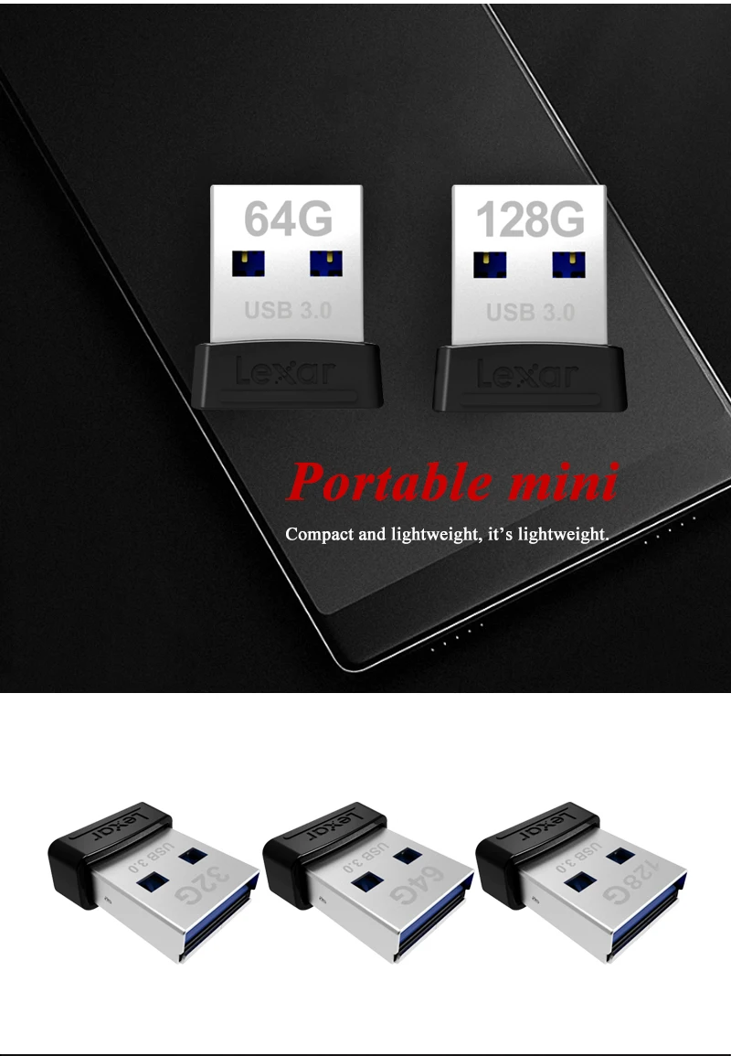 Lexar USB флэш-накопитель S47 USB 3,0 128 ГБ максимальное значение Скорость 120 МБ/с. Мини U диск флэш-накопитель 32 Гб 64 Гб карта памяти