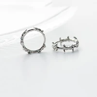 925 sterling silver handmade plant branches and leaves classic simple ladys irregular bramble and rattan ear button accessories