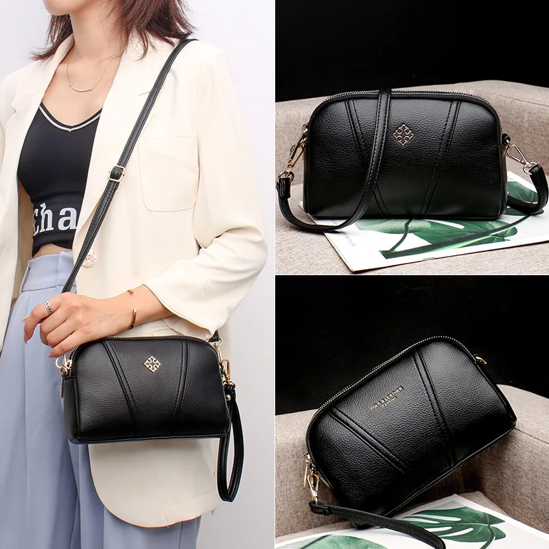

Fashionable Simple Western Style Single Shoulder Messenger Bag 2021 New High-capacity Mobile Phone Bag Ladies Multi-layer Clutch