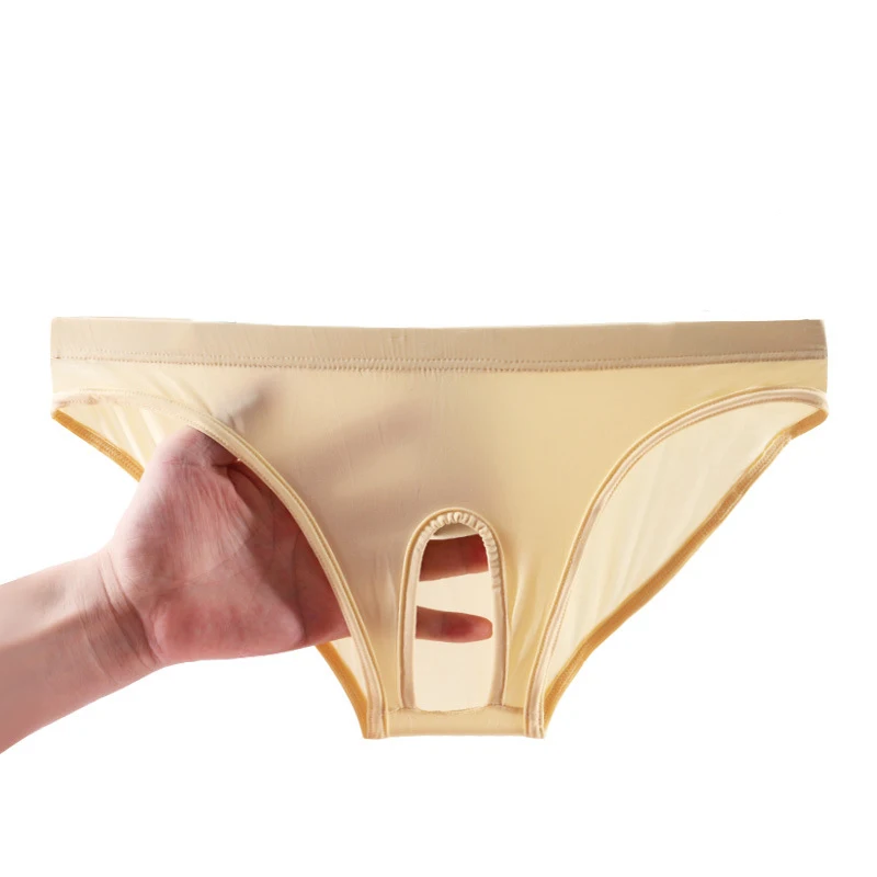 

Men Ice Silk Open Crotch Briefs Gay Erotic Briefs Open Exposed Cock Underwear Sissy Panties Lingerie Micro Thong