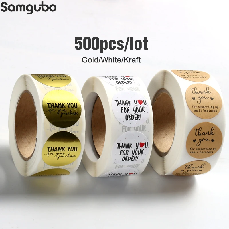500Pcs/ролл наклейка спасибо s стикер ручной работы круг канцелярские благодарим