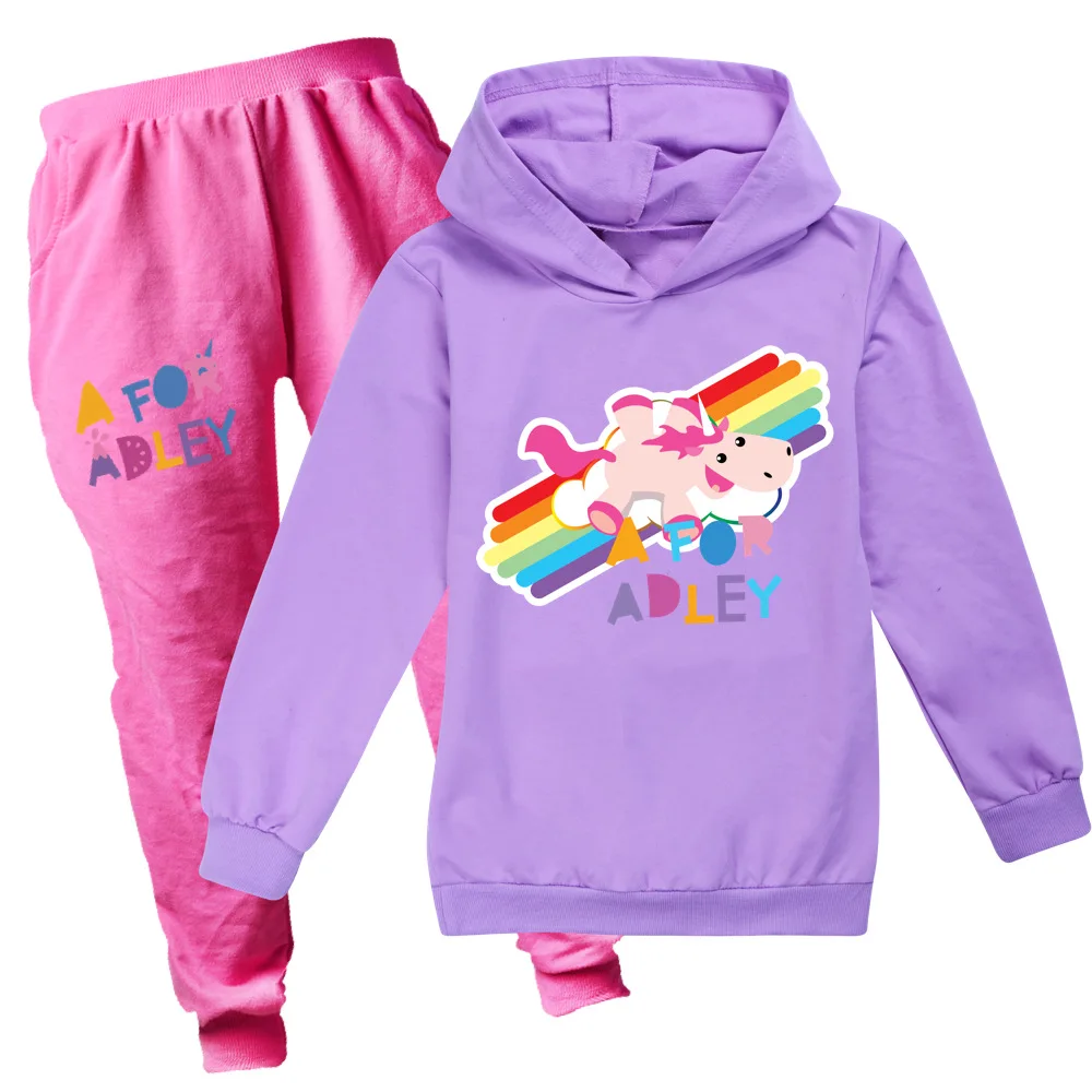 New Kids Clothes A for Adley Baby Long Sleeve Hoodies T Shirt +Pants For Boys Spring Autumn Set Outfits 2Pcs Girls Christmas Set