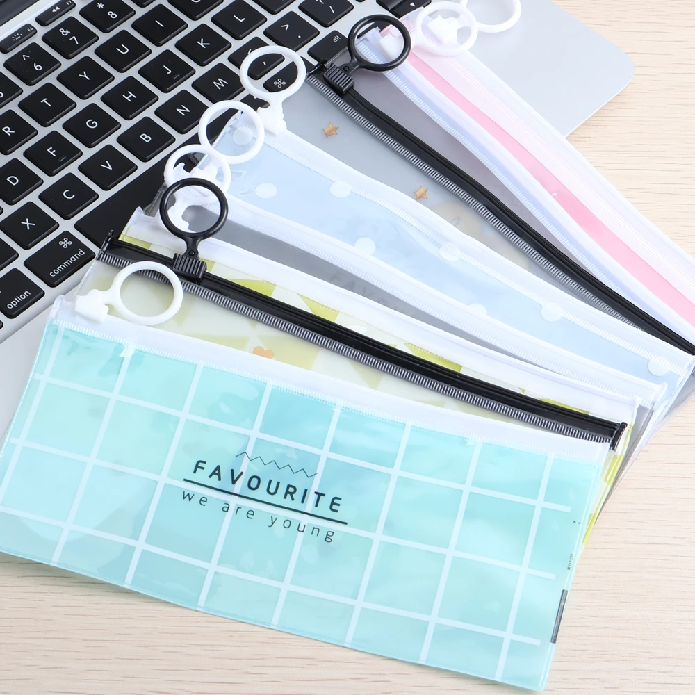 5 шт. прозрачный пенал с буквенным принтом простая сумка-карандаш для офиса и