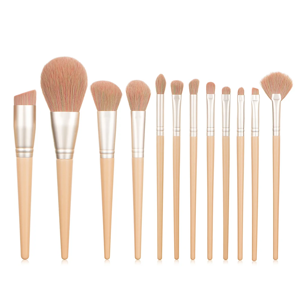 12 PCS Cosmetic Makeup Brush Set Soft Hair Foundation Brush Eye Shadow Brush Loose Powder Brush Beauty Tools