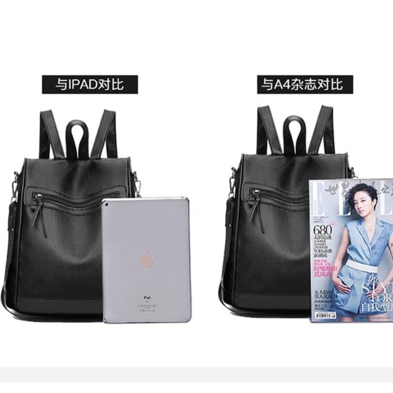 

New Fashion Casual PU Women Anti-theft Backpack Hight Quality Simple Black Backpacks Female Larger Capacity Travel Shoulder Bags