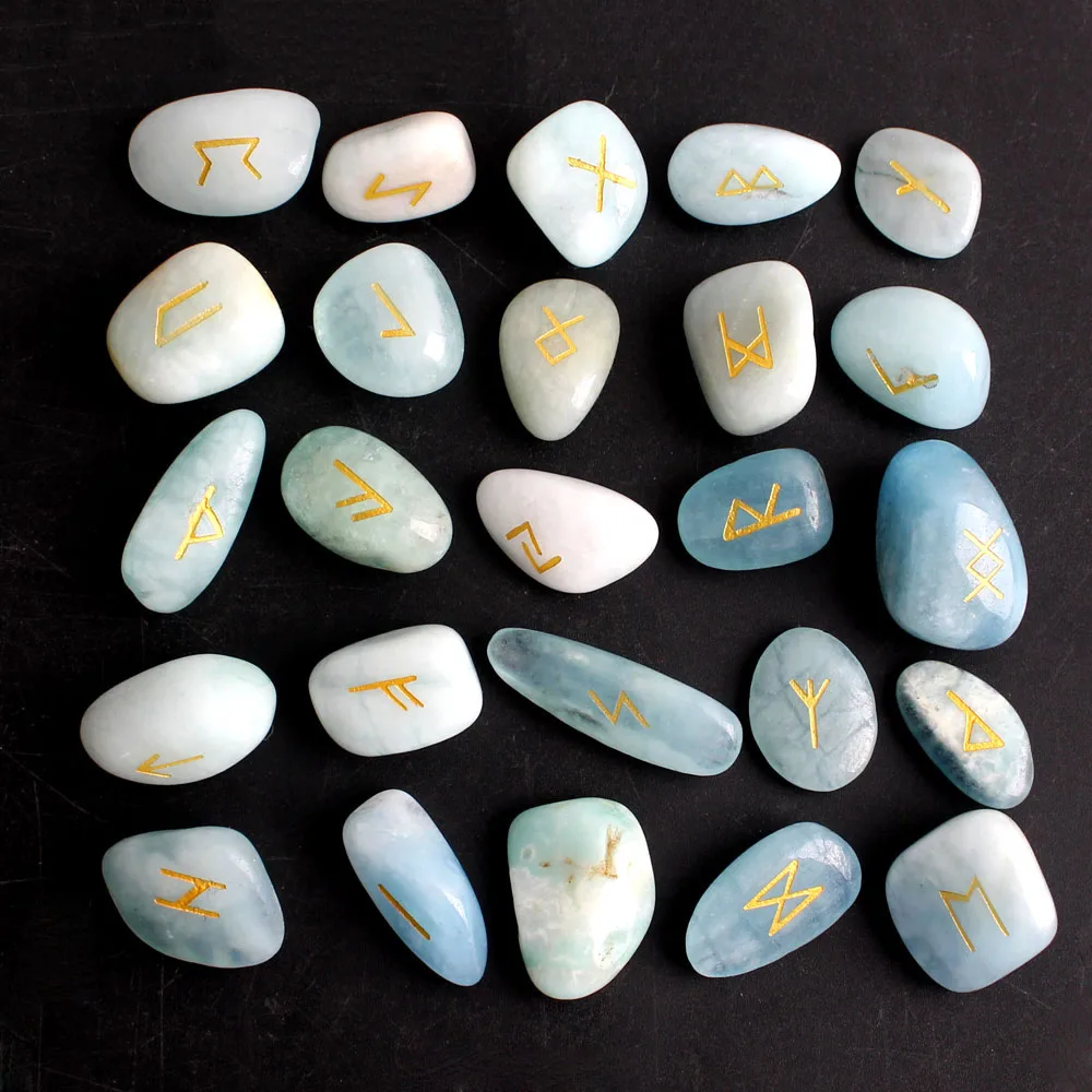 

Руны голубые из аквамарина, 25 шт.