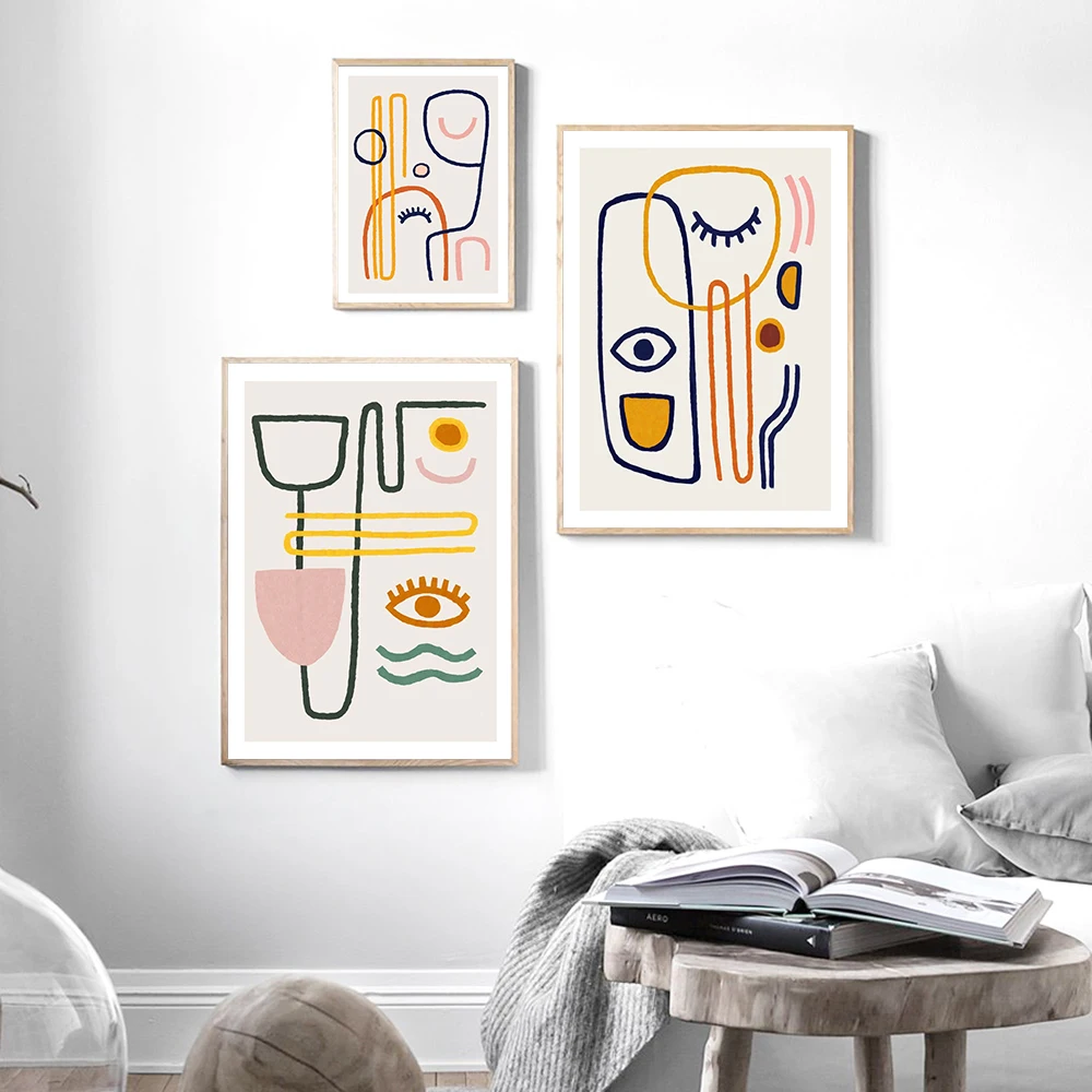 

Nordic Modern Abstract Line Simple Style Good Eyes Canvas Painting Art Print Poster Picture Wall Living Room Home Decor