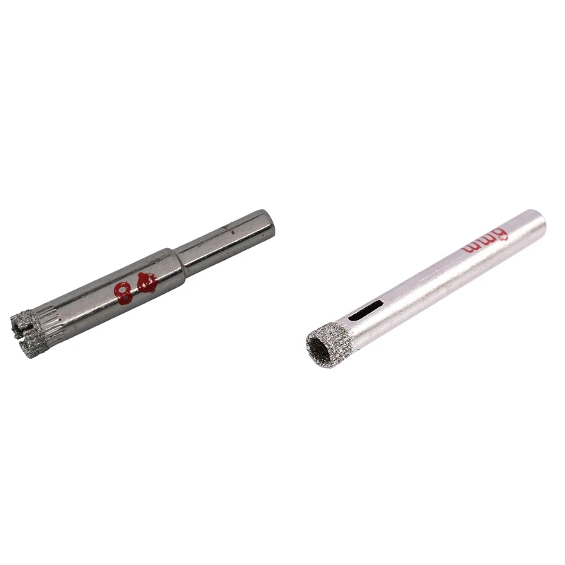

2 Pcs 8Mm Dia Diamond Tipped Drill Bit Tile Glass Hole Saws With 6 Pcs 6Mm Diamond Hole Saw Drill Bits Silver