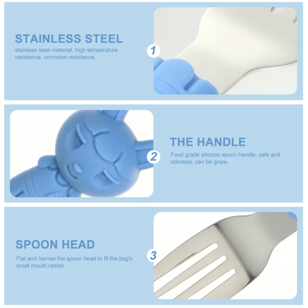 

1 Set Supplementary Food Tableware Cartoon Spoon Fork for Kids Toddlers