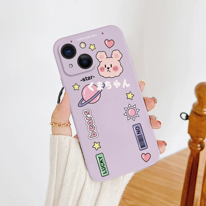 

Bear Avatar Liquid Silicone Case For iPhone 13 12 Pro Max Mini 11 Pro Max X XR XS MAX SE2020 8 7 Plus 6 6S Plus Phone Back Cover