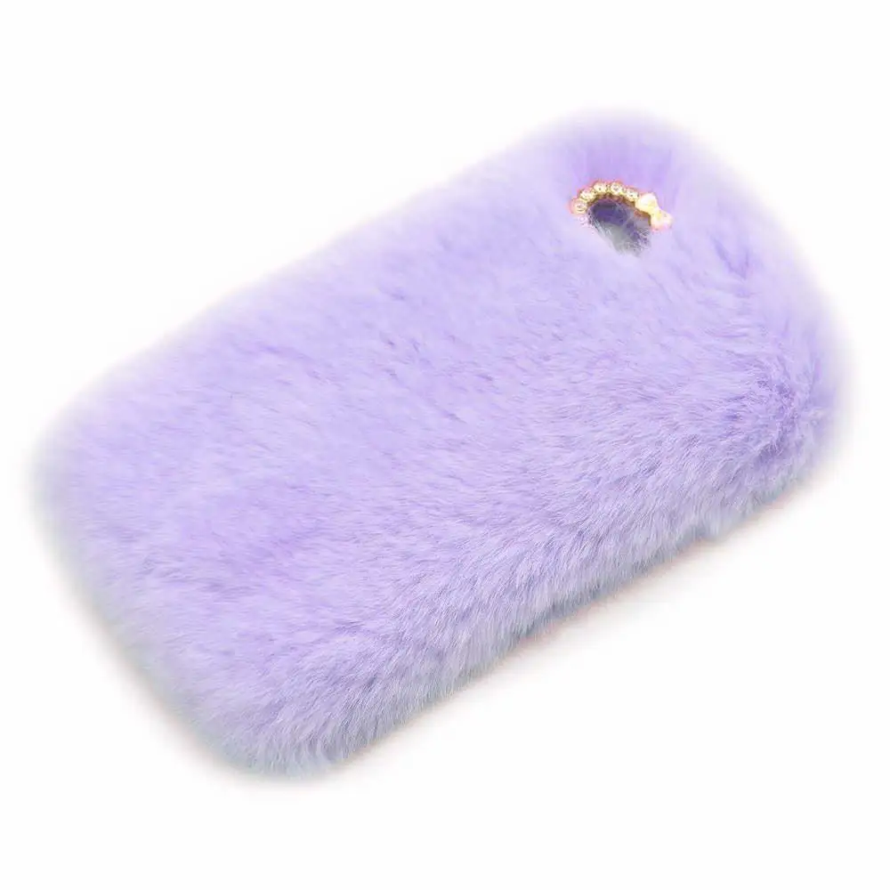 Purple Милый пушистый чехол для iPhone X, Xr, Xs, 11 Pro, Max, милый пушистый плюшевый теплый кроличий мех, чехол для iPhone 5 5S se, 6, 6 S, 7, 8 Plus - Цвет: Purple