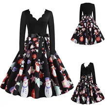 1950s impressão de natal vestido swing senhoras moda sexy com decote em v do vintage vestido de natal feminino casual vestido de festa à noite (3)
