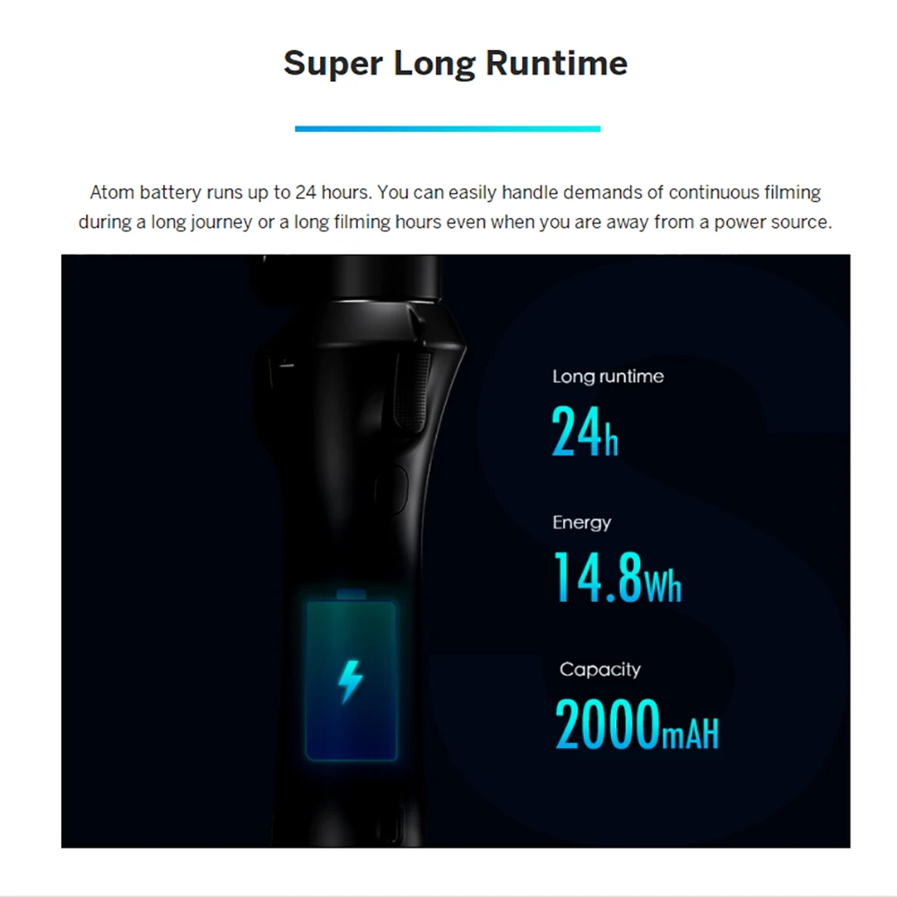 Складной карманный стабилизатор для смартфона Atom 3-осевой шарнирный IPhone Samsung Huawei