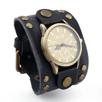 luxury mens watch top brand cow leather watchband chronograph sport punk style quartz retor clocks gift relogio masculino