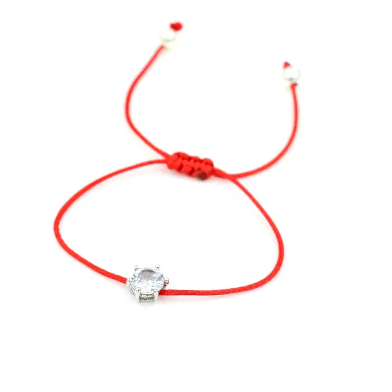 Anillo Для женщин красный канат Нитки строка браслет Серебряный Цвет AAA кубического