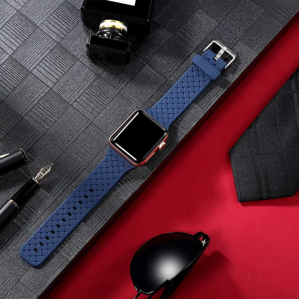Плетеный силиконовый ремешок для Apple watch 5 4 band 44 мм 40 iwatch 3 42 38 браслет часов apple series 2
