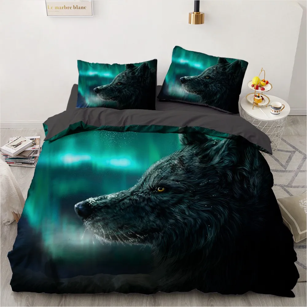 

3D Design Animal Wolf Bedding Sets Pillow Shams Comforter shams Duvet Quilt Cover Set King Queen Full Twin Home Textile