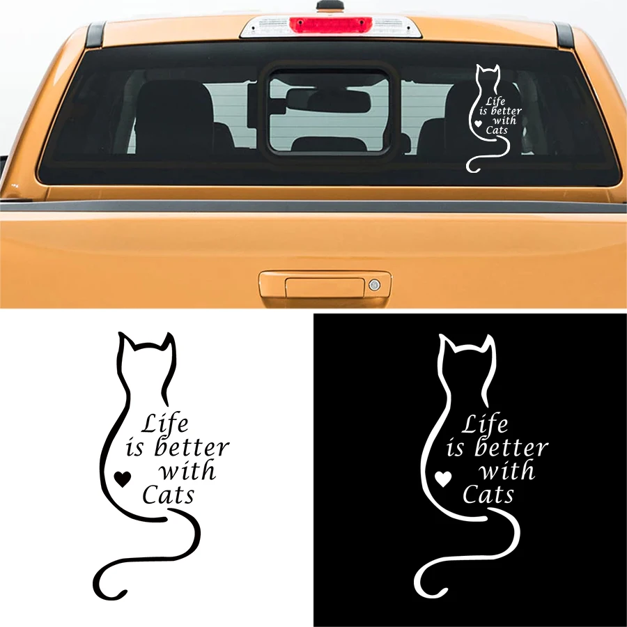 

free shipping 1Piece romantic texts life is better with cats for ford ranger dmax tritonpickup window sticker
