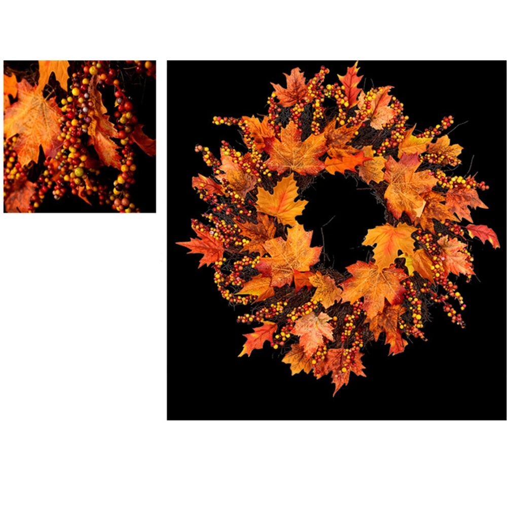 Christmas Thanksgiving Garland Autumn Simulation Maple Leaf Wreath Door Hanging Decor Holiday Pendant For Home | Дом и сад