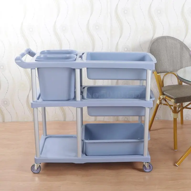 Трехъярусные тележки для отеля сбора пищевых продуктов чаши с мусорным баком