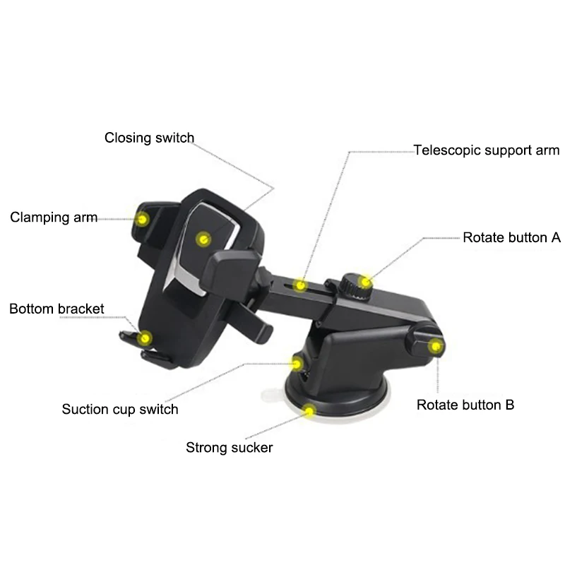 

360 Rotate Car Phone Mount Holder Windshield Stand for Universal Phone GPS C66