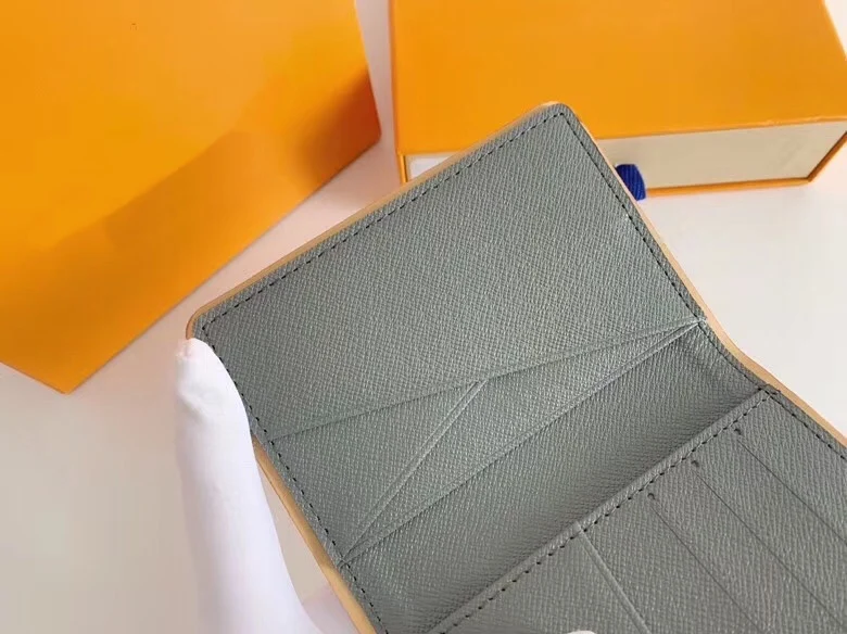 Cartera de bolsillo de Edici&oacute;n especial, tarjetero hecho de tela de lona gris de alta calidad de lujo-2