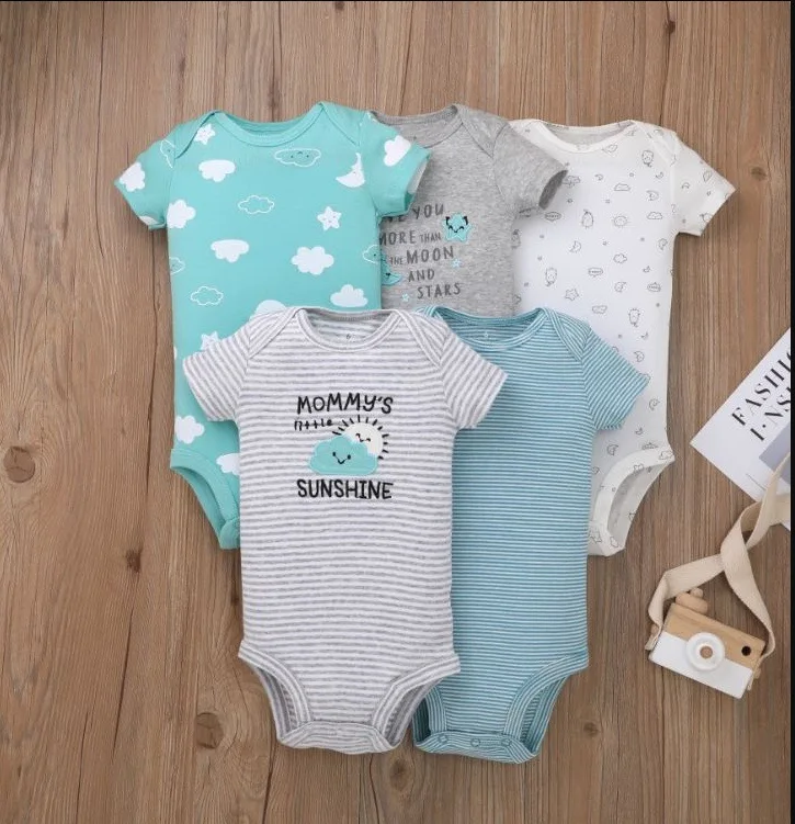 Прилегающая Пижама Carter's 5 штук хлопковые боди для малышей Унисекс Спортивный