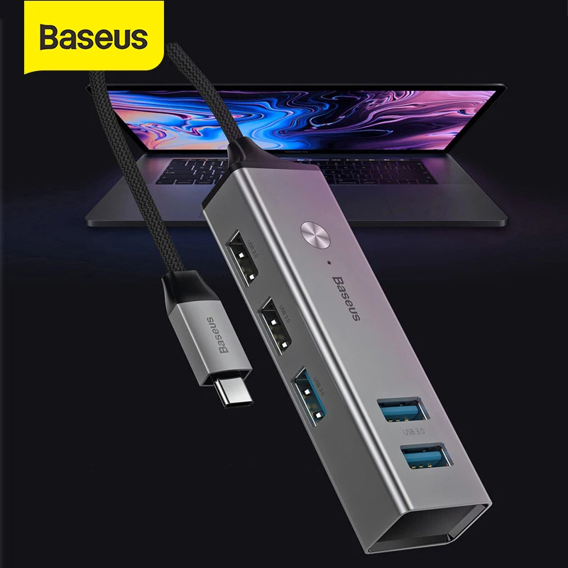 Baseus Мульти USB 3 0 2 C концентратор Тип 5 Порты и разъёмы usb type c адаптер со световым