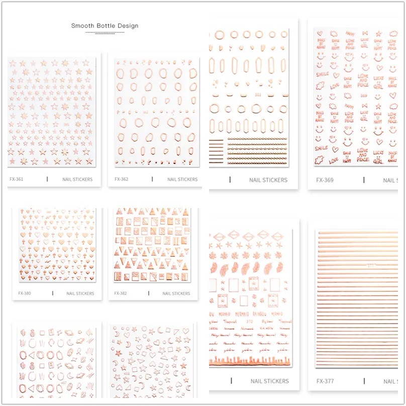 Золотые 3D наклейки для ногтей полоски линий геометрическое сердце самоклеящиеся