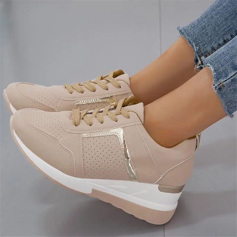 Кроссовки женские на платформе для бега Вулканизированная подошва дышащие