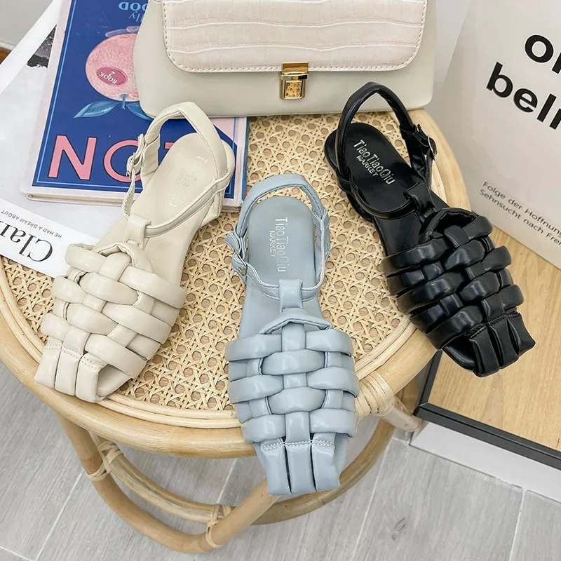 

Women Sandals Fashion Flat Shoes 2021 Spring New Ladies Comfort Casual Outside Sandals Women Shoes Weave Female Shoes