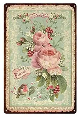 

Роза, цветок, пасторальный сад, винтажный стиль, металлический знак, железная живопись для дома и улицы, дома, бара, кофе, кухни, Настенный дек...