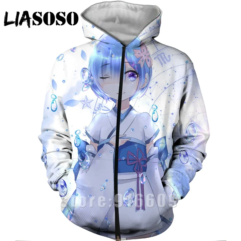 Унисекс Забавный 3D принт Re:zero Твин горничной Ram худи Rem Куртка Пуловер Толстовка