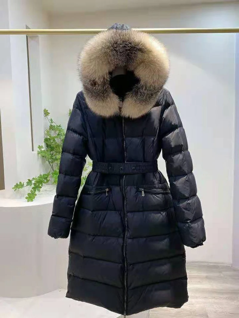 

Winter new high-quality women's down jacket white goose down large wool collar long thickened warm and fashionable women's coat1