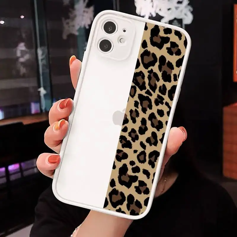 

Fashion beautiful Leopard Print Phone Cases Matte transparent For White iPhone 12 Mini 11 Pro XR XS Max 7 8 Plus X Back Cover