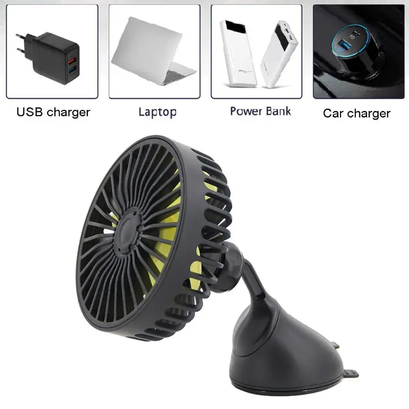 

B2RC Universal Suction Cup 5V USB Car Fan Three Speed Control Air Cooling Desk USB Fan for t.u.k.SUV Boat Office Home